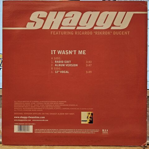 Shaggy Featuring Ricardo ''Rik Rok'' Ducent – It Wasn't Me LP PLAK