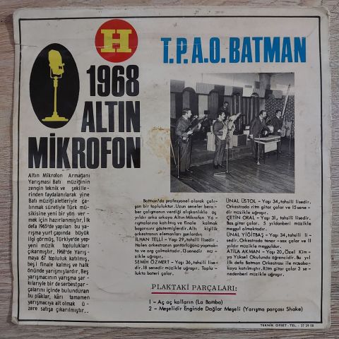 T.P.A.O. Batman Orkestrası – Aç Aç Kollarını / Meşelidir Enginde Dağlar Meşeli 45LİK PLAK