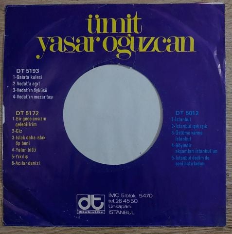 ÜMİT YAŞAR OĞUZCAN - GALATA KULESİ 45LİK PLAK