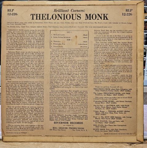 Thelonious Monk With Sonny Rollins, Ernie Henry And Clark Terry – Brilliant Corners LP PLAK
