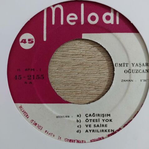 Ümit Yaşar Oğuzcan – Şiirler 45LİK PLAK