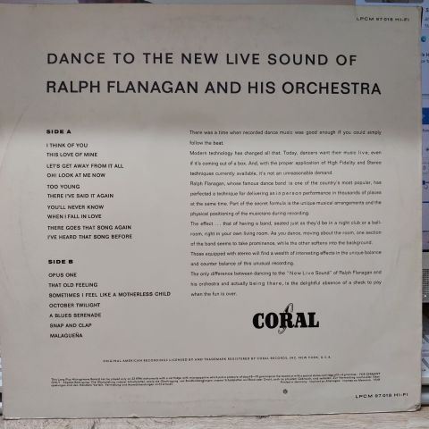 Ralph Flanagan And His Orchestra – Dance To The ''New Live'' Sound Of Ralph Flanagan LP PLAK