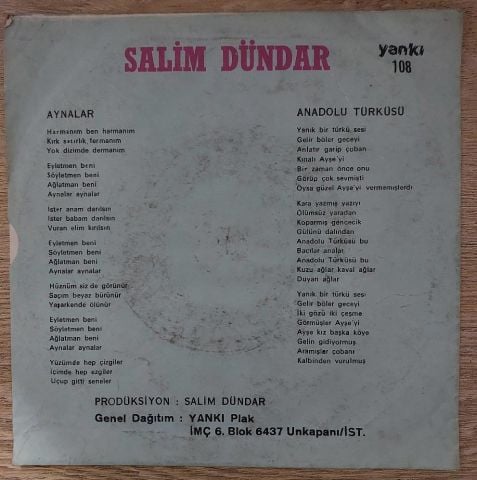 Salim Dündar – Aynalar 45LİK PLAK