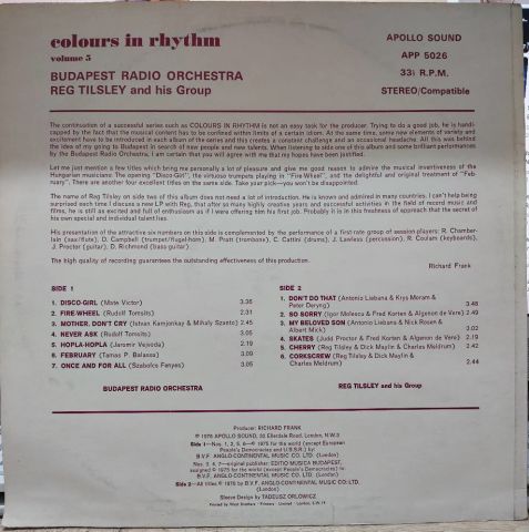 The Budapest Radio Orchestra / Reg Tilsley And His Group – Colours In Rhythm Volume 5 LP PLAK