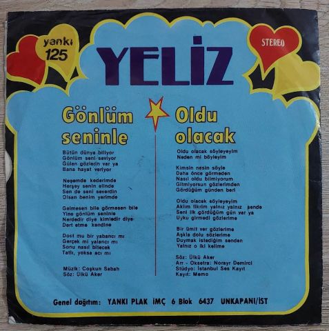 Yeliz – Gönlüm Seninle / Oldu Olacak 45LİK PLAK