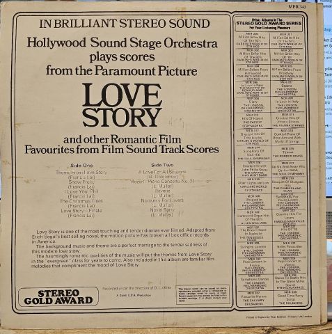 Hollywood Sound Stage Orchestra – Plays Theme & Music From The Paramount Picture Love Story And Other Romantic Film Favorites From Movie Sound Track Scores LP PLAK