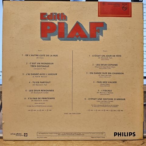 Edith Piaf – De L'Autre Coté De La Rue LP PLAK