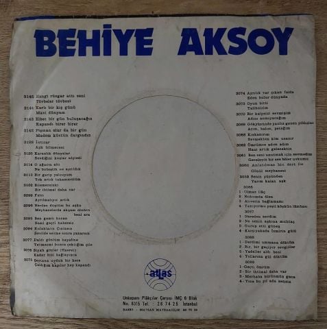 Behiye Aksoy – Yok Artık Tahammülüm / Bir Garip Yolcu 45LİK PLAK