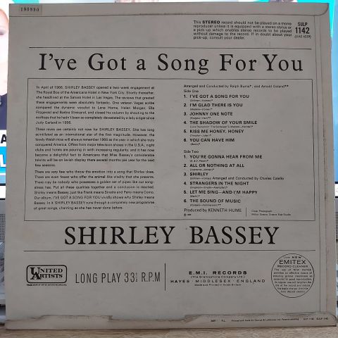 Shirley Bassey – I've Got A Song For You LP PLAK