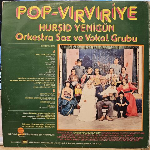 Hurşid Yenigün Orkestra Saz Ve Vokal Grubu – Pop Vırvıriye LP PLAK