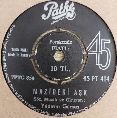 Yıldırım Gürses – Mazideki Aşk / Nişan Yüzüğü 45LİK PLAK
