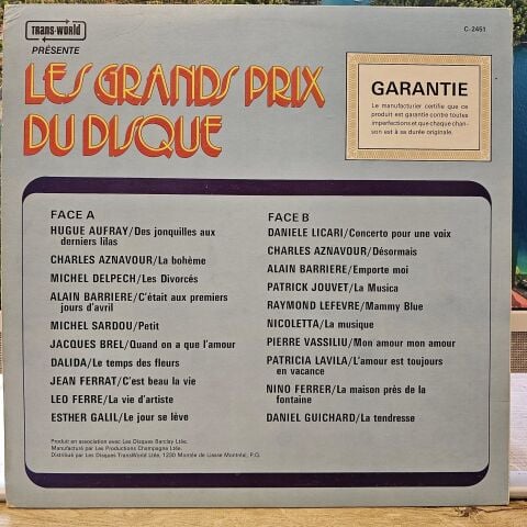 Various – Les Grands Prix Du DisqueVarious – Les Grands Prix Du Disque LP PLAK