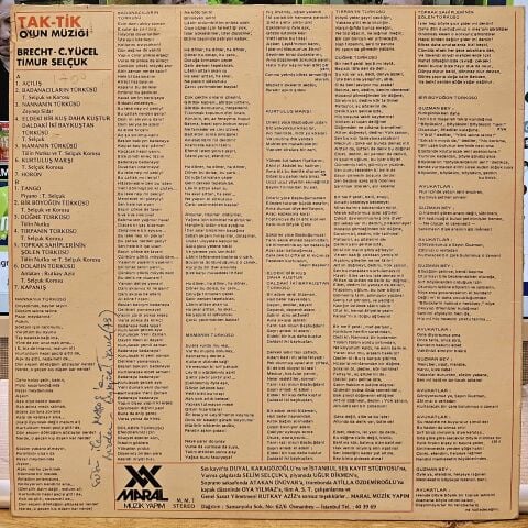 Timur Selçuk – TAK TİK Brecht / Can Yücel LP PLAK