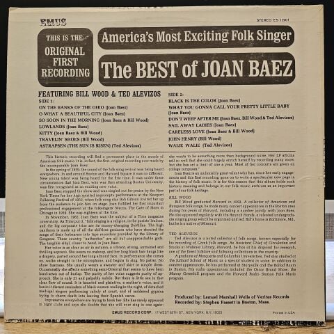 Joan Baez Featuring Bill Wood & Ted Alevizos – The Best Of Joan Baez LP PLAK