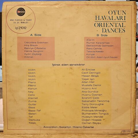 Hüsnü Özkartal – Oyun Havaları = Oriental Dances LP PLAK