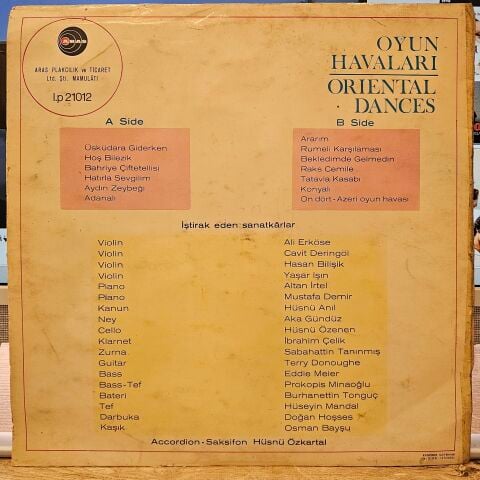 Hüsnü Özkartal – Oyun Havaları = Oriental Dances LP PLAK