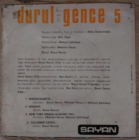 Durul Gence 5 – Durul Gence 5 Sing Bee Gees 45LİK PLAK