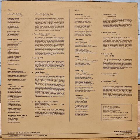 Fuat Saka – Sehnsuchtslied - Ayrılık Türküsü LP PLAK