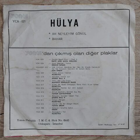 HÜLYA - AH NEYLEYİM GÖNÜL 45LİK PLAK