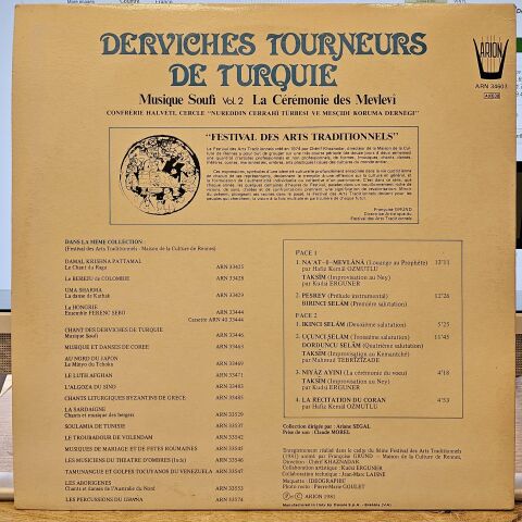 Confrérie Halvèti / Cercle ''Nureddin Cerrahï Türbesi Ve Mesçidi Koruma Dernègi'' – Derviches Tourneurs De Turquie - Musique Soufi Vol.2 - La Cérémonie Du Mevlevî LP PLAK