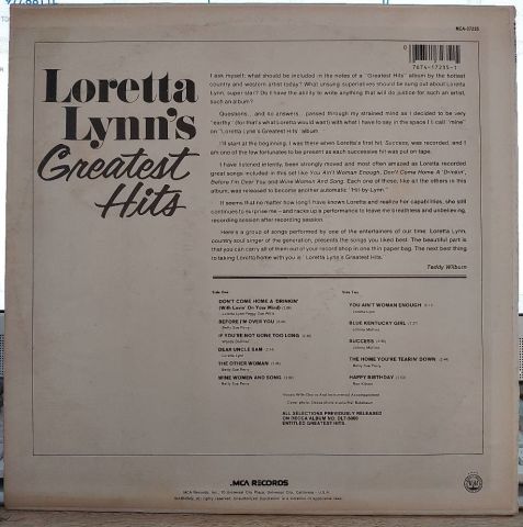 Loretta Lynn – Loretta Lynn's Greatest Hits LP PLAK