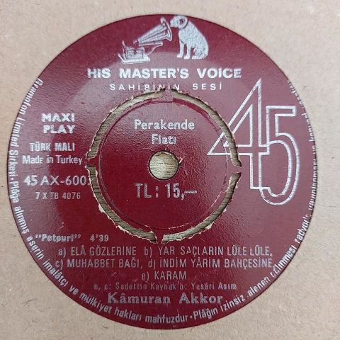 KAMURAN AKKOR - 8 ŞARKILIK 45LİK PLAK