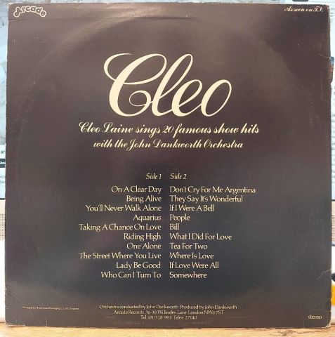 Cleo Laine – Cleo (Cleo Laine Sings 20 Famous Show Hits) LP PLAK