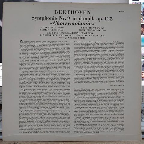 Beethoven* / Chor Des ''Cäcilien-Verein'' Frankfurt* / Rundfunkchor Und Symphonie-Orchester Frankfurt* / Walter Goehr – Symphonie Nr. 9 In D-moll Chorsymphonie LP PLAK