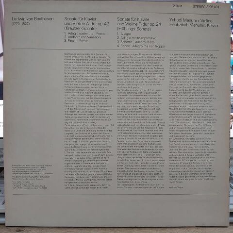 Beethoven Yehudi Menuhin, Hephzibah Menuhin – Violinsonaten F-dur Op. 24 Frühlingssonate A-dur Op. 47 Kreutzersonate LP PLAK