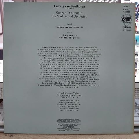 Beethoven*, Yehudi Menuhin, Gewandhausorchester Leipzig, Kurt Masur – Violinkonzert LP PLAK