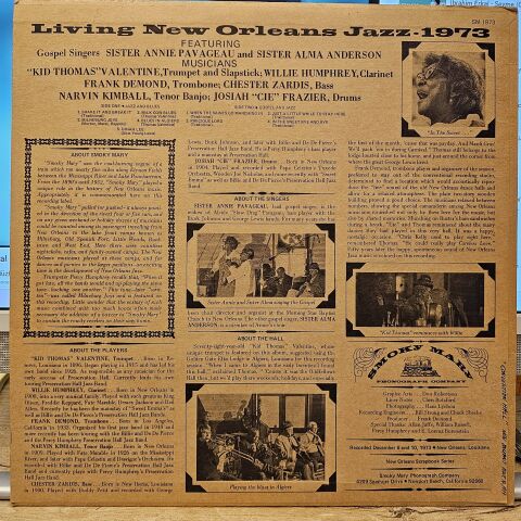 Kid Thomas – Jazz, Gospel & Blues: Living New Orleans Jazz - 1973 LP PLAK