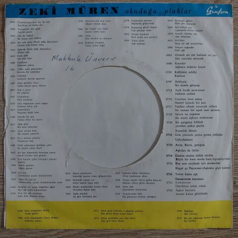 Zeki Müren – Ben Seni Unutmak İçin Sevmedim 45LİK PLAK