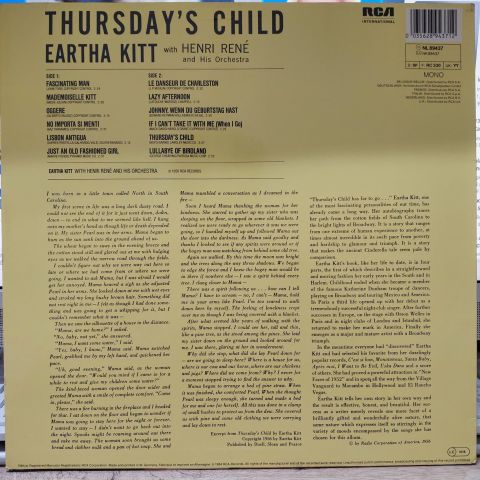 Eartha Kitt With Henri René And His Orchestra – Thursday's Child LP PLAK
