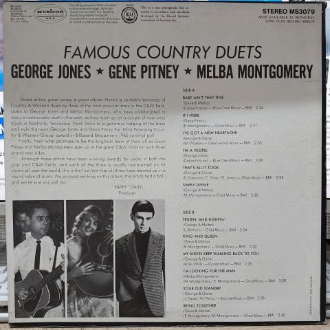 George Jones (2), Gene Pitney, Melba Montgomery – Famous Country Duets LP PLAK