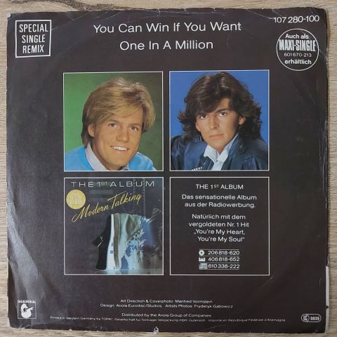 Modern Talking – You Can Win If You Want (Special Single Remix) 45LİK PLAK