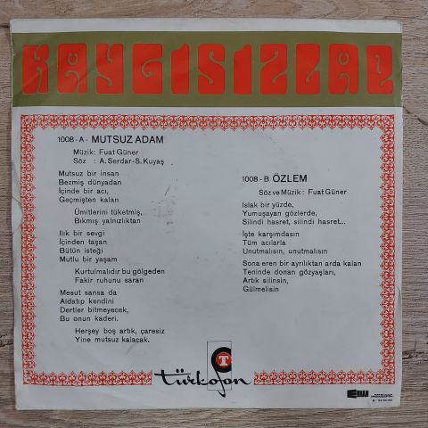 KAYGISIZLAR - ELİF DEYİ 45LİK PLAK