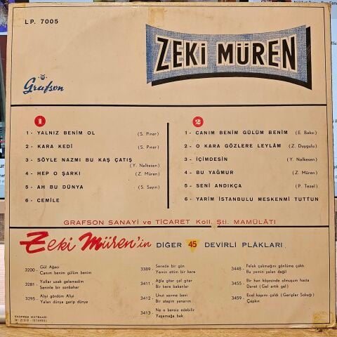Zeki Müren – Zeki Müren LP PLAK ( GRAFSON 7005 ) LP PLAK