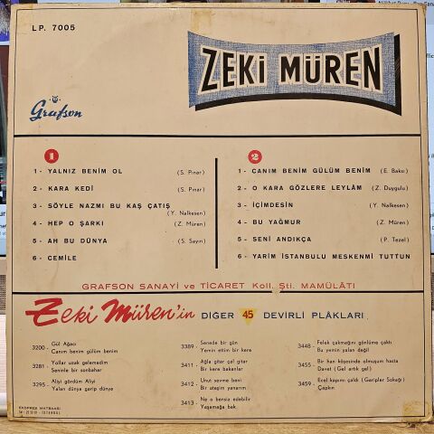 Zeki Müren – Zeki Müren LP PLAK ( GRAFSON 7005 ) LP PLAK