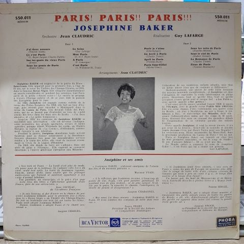 Josephine Baker Et L'Orchestre Jean Claudric* – Paris Paris Paris LP PLAK