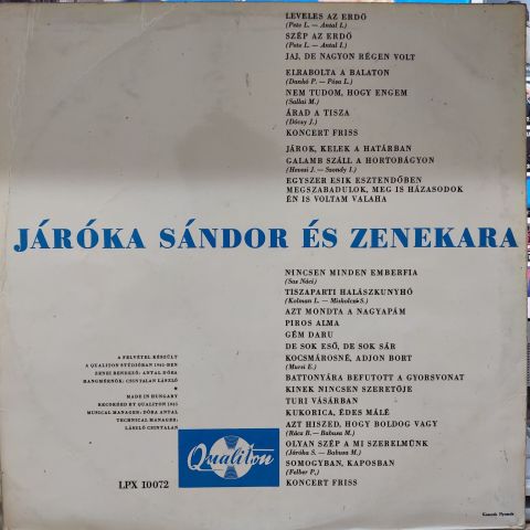 Járóka Sándor És Zenekara – Hungarian Souvenirs LP PLAK