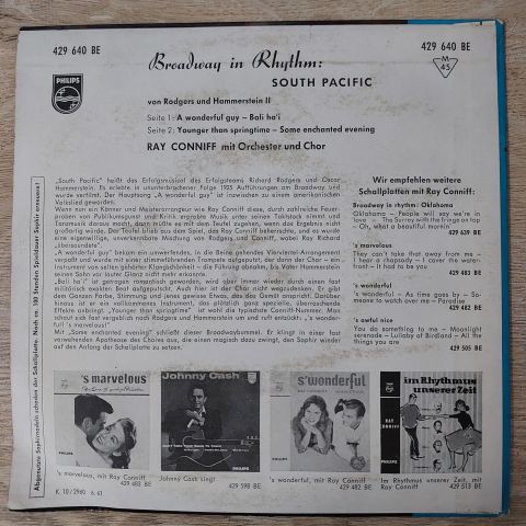Ray Conniff – Broadway In Rhythm (Ray Conniff Spielt Aus Dem Musical „South Pacific'') 45LİK PLAK
