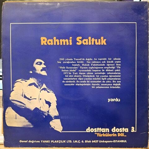 Rahmi Saltuk – Dosttan Dosta 3 ''Türkülerin Dili'' LP PLAK