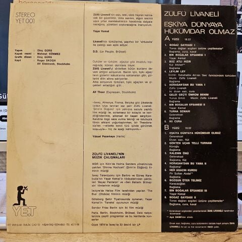 Zülfü Livaneli – Eşkiya Dünyaya Hükümdar Olmaz LP PLAK