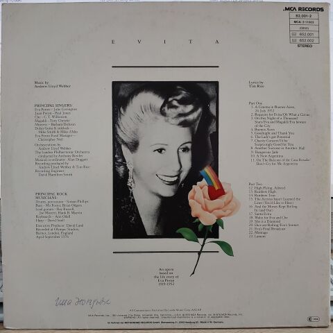Andrew Lloyd Webber, Tim Rice – Evita LP PLAK