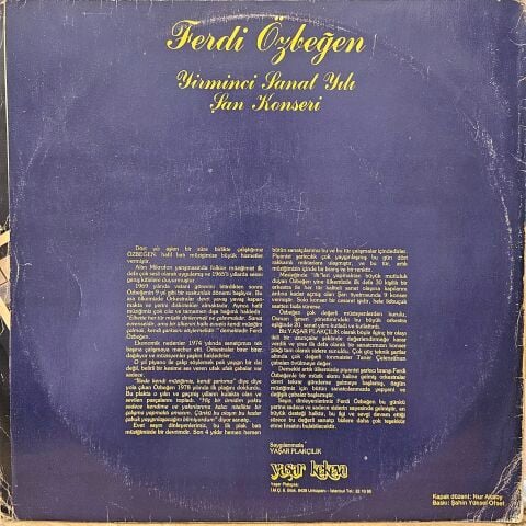Ferdi Özbeğen – Yirminci Sanat Yılı Şan Konseri LP PLAK