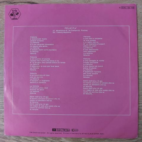 Al Bano E Romina Power* – Felicità 45LİK PLAK