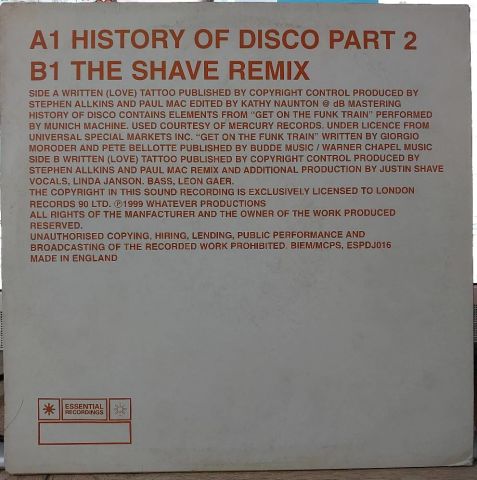 Love Tattoo – History Of Disco LP PLAK
