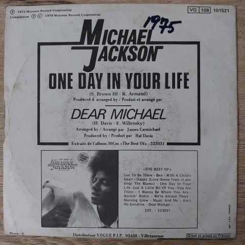 Michael Jackson – One Day In Your Life 45LİK PLAK
