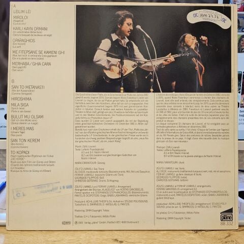 Maria Farantouri, Zülfü Livaneli – Ensemble LP PLAK