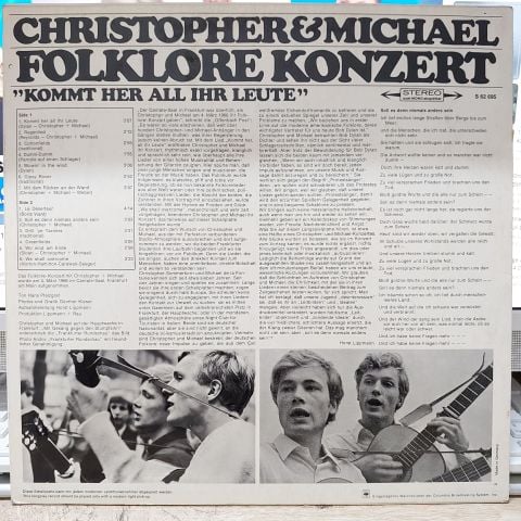 Christopher & Michael – Folklore Konzert ''Kommt Her All Ihr Leute LP PLAK